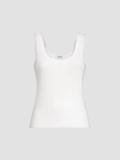 Brunello Cucinelli Stretch-cotton Ribbed Tank Top In White