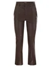 Brunello Cucinelli Women Stretch Nappa Leather Square Cigarette Trousers With Jewellery In Multi