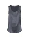 Brunello Cucinelli Women's Stretch Silk Satin Reversible Top In Anthracite