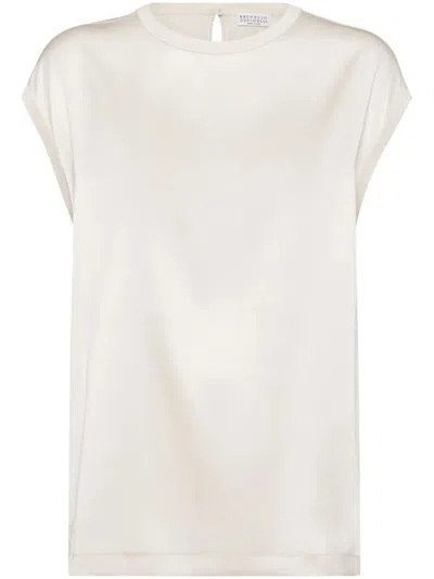 BRUNELLO CUCINELLI BRUNELLO CUCINELLI WOMEN SATIN T-SHIRT