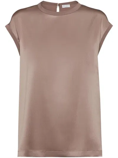 BRUNELLO CUCINELLI BRUNELLO CUCINELLI WOMEN SATIN T-SHIRT