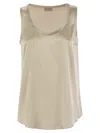 Brunello Cucinelli Reversible Stretch Silk Satin Top