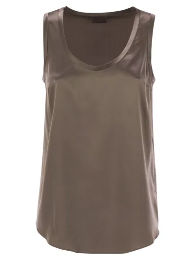 BRUNELLO CUCINELLI BRUNELLO CUCINELLI WOMEN STRETCH SILK SATIN TOP