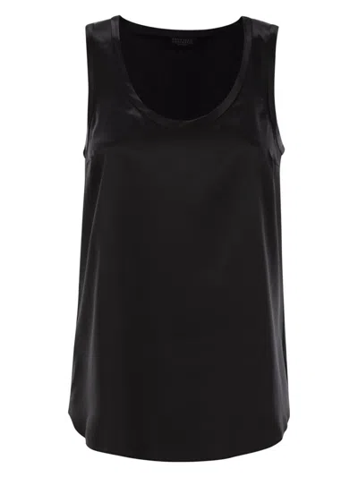 BRUNELLO CUCINELLI WOMEN'S STRETCH SILK SATIN TOP
