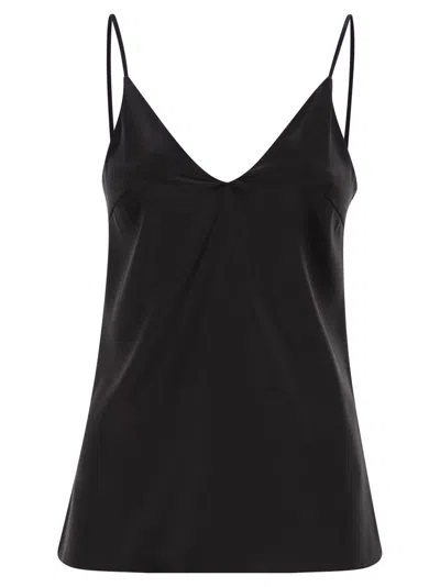 Brunello Cucinelli Women Stretch Silk Satin Top In Black