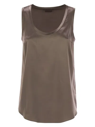 BRUNELLO CUCINELLI WOMEN'S STRETCH SILK SATIN TOP