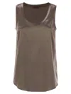 Brunello Cucinelli Stretch Silk Satin Top In Brown
