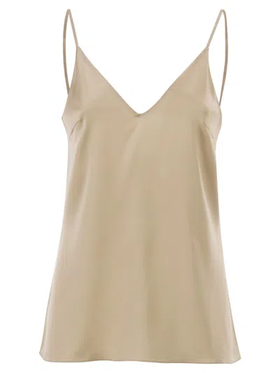 Brunello Cucinelli Women Stretch Silk Satin Top In Neutral