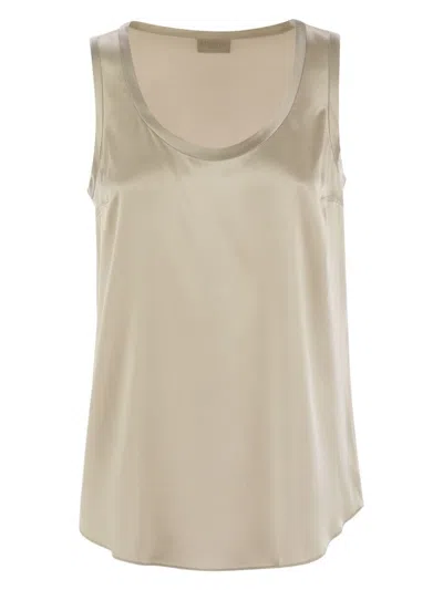 BRUNELLO CUCINELLI WOMEN'S STRETCH SILK SATIN TOP