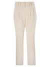 Brunello Cucinelli Women Stretch Viscose-wool Twill Equestrian Trousers With Jewellery In White