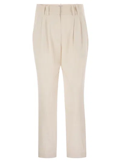 BRUNELLO CUCINELLI BRUNELLO CUCINELLI WOMEN STRETCH VISCOSE-WOOL TWILL EQUESTRIAN TROUSERS WITH JEWELLERY