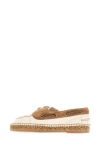 Brunello Cucinelli Leather Loafers With Jewel Insert And Espadrille Sole In Brown