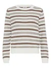 Brunello Cucinelli Women Striped Cotton Crewneck Sweater In Multi