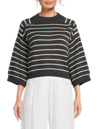 Brunello Cucinelli Women's Striped Cotton Cropped Sweater