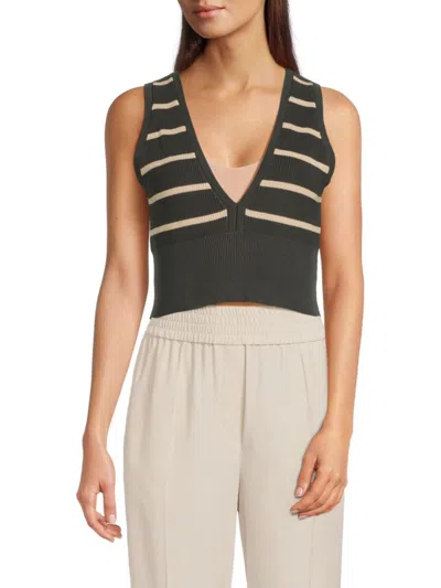 Brunello Cucinelli Women's Striped Cotton Knit Tank In Black