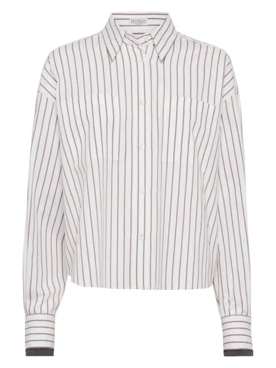 BRUNELLO CUCINELLI WOMEN'S STRIPED COTTON SHIRT