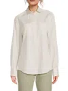 Brunello Cucinelli Women's Striped Cotton-silk Button-front Shirt In Neutral