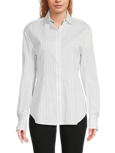 BRUNELLO CUCINELLI WOMEN'S STRIPED COTTON-SILK SHIRT