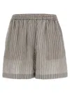 Brunello Cucinelli Women Striped Linen Bermuda Shorts