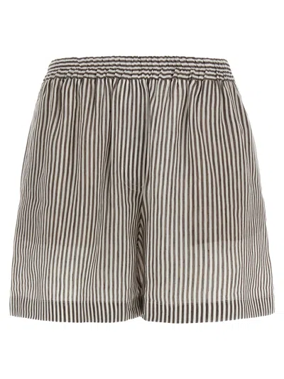 Brunello Cucinelli Women Striped Linen Bermuda Shorts