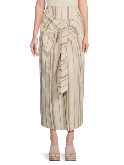 Brunello Cucinelli Women's Striped Linen Blend Maxi Skirt In Beige