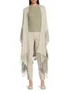 Brunello Cucinelli Women's Striped Linen Fringe Poncho In Gray