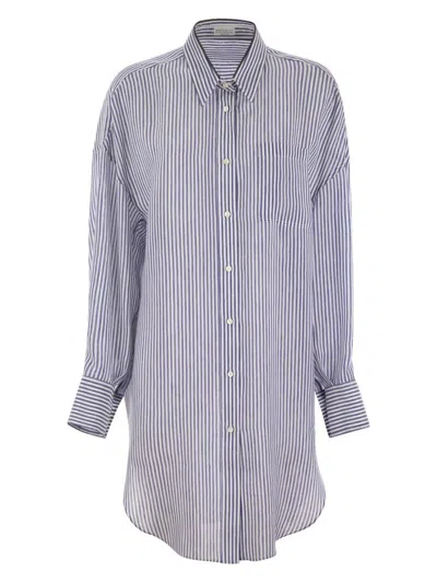BRUNELLO CUCINELLI WOMEN'S STRIPED LINEN SHIRT