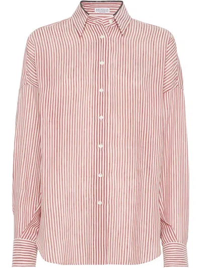 BRUNELLO CUCINELLI BRUNELLO CUCINELLI WOMEN STRIPED LINEN SHIRT
