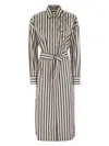 Brunello Cucinelli Women's Striped Midi Dress In White