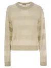 Brunello Cucinelli Striped Mohair And Wool Sweater In Cream