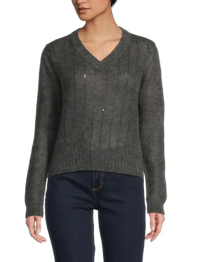 Brunello Cucinelli Women's Striped Mohair-blend Sweater In Gray