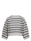 Brunello Cucinelli Striped Knit Sweater In Nude & Neutrals