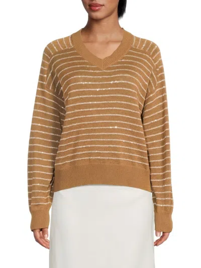 Brunello Cucinelli Women's Striped Sequin Sweater