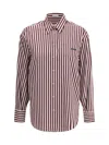 Brunello Cucinelli Logo Striped Long-sleeved Shirt In Red