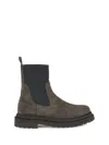Brunello Cucinelli Brown Ankle Boots With Pull-tab With Monil At The Heel In Suede Woman