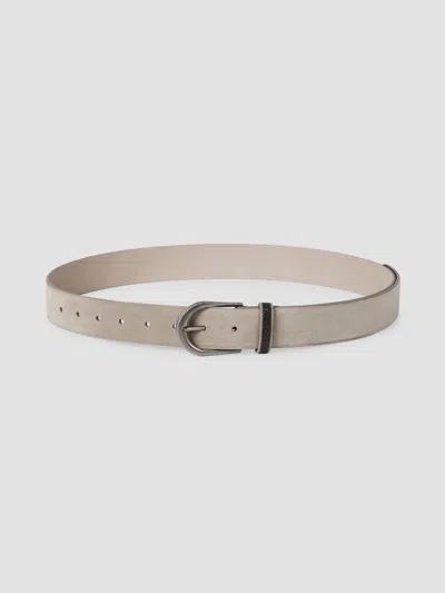 Brunello Cucinelli Suede Belt With Monili In Yellow
