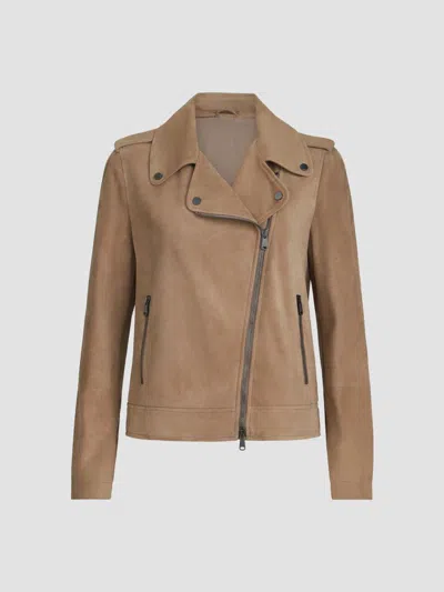 Brunello Cucinelli Women's Suede Biker Jacket In Brown