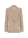 Brunello Cucinelli Women's Suede Blazer With Monili In Bark