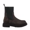 Brunello Cucinelli Women Suede Boot With Knitted Insert And Precious Loop Detail In Brown