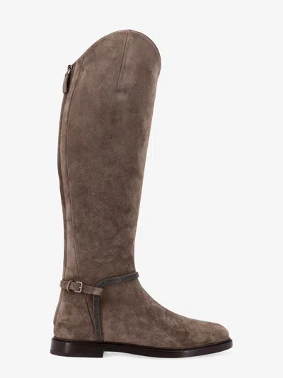 Brunello Cucinelli Women Suede Boots With Monili Detail