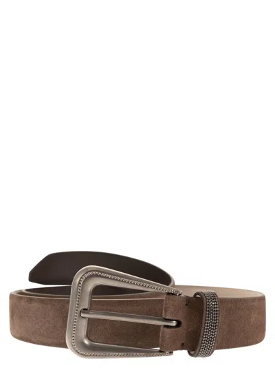 Brunello Cucinelli Women Suede Calfskin Belt In Black