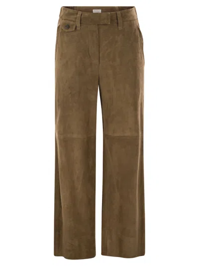 Brunello Cucinelli Women Suede Chino Crop Trousers