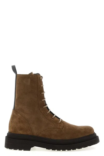 BRUNELLO CUCINELLI BRUNELLO CUCINELLI WOMEN SUEDE COMBAT BOOTS MONILE