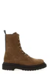 Brunello Cucinelli Suede Combat Boots Monile In Brown