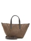 Brunello Cucinelli Suede Hexagonal Panelled Shoulder Bag