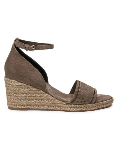 Brunello Cucinelli Suede Espadrille Wedges With Broderie Anglaise In Multi