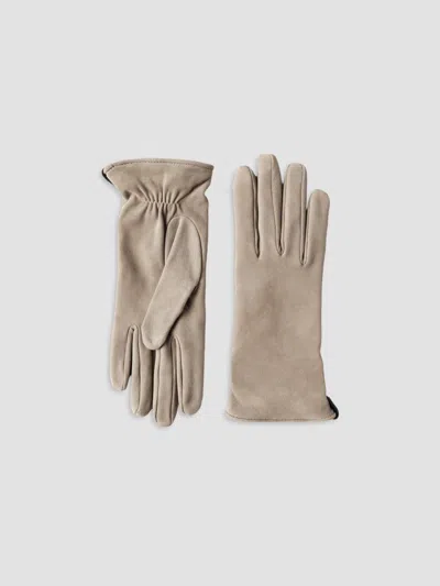 Brunello Cucinelli Women's Suede Gloves With Monili In Beige
