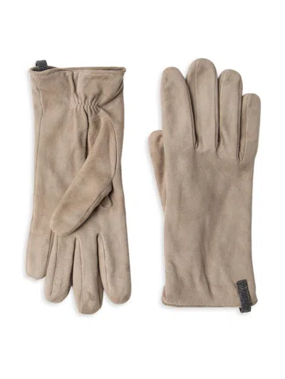 Brunello Cucinelli Suede Gloves In Neutral