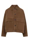 Brunello Cucinelli Brown Jacket With Classic Collar In Suede Woman In Brown