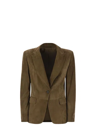 Brunello Cucinelli Women's Suede Jacket With Jewellery
